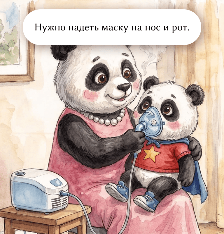 Нужно надеть маску на нос и рот.