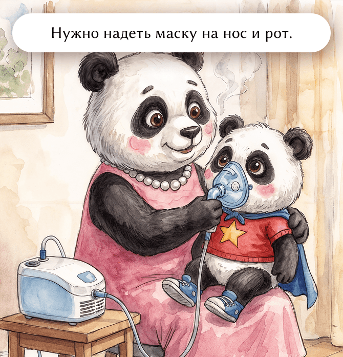 Нужно надеть маску на нос и рот.