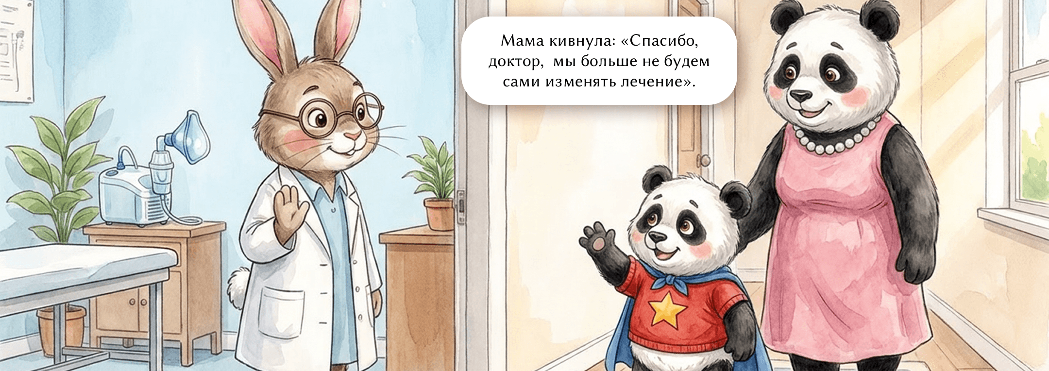 Мама кивнула: «Спасибо, доктор, мы больше не будем сами изменять лечение».
