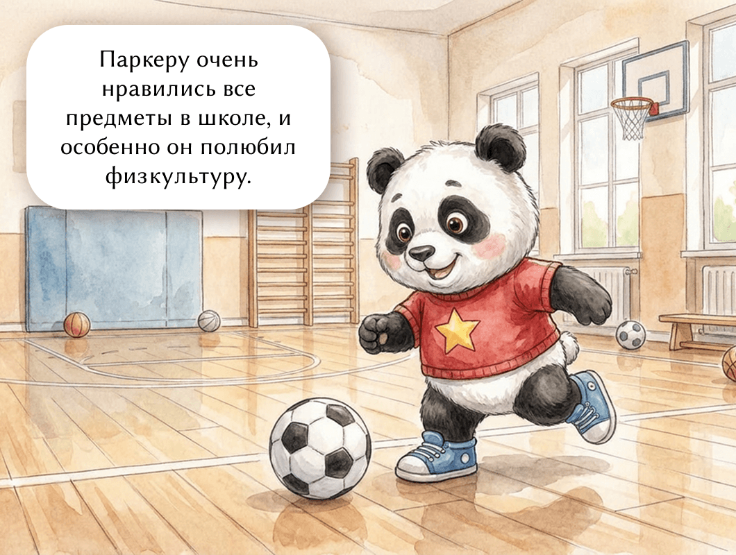 Паркеру очень нравились все предметы в школе, и особенно он полюбил физкультуру.