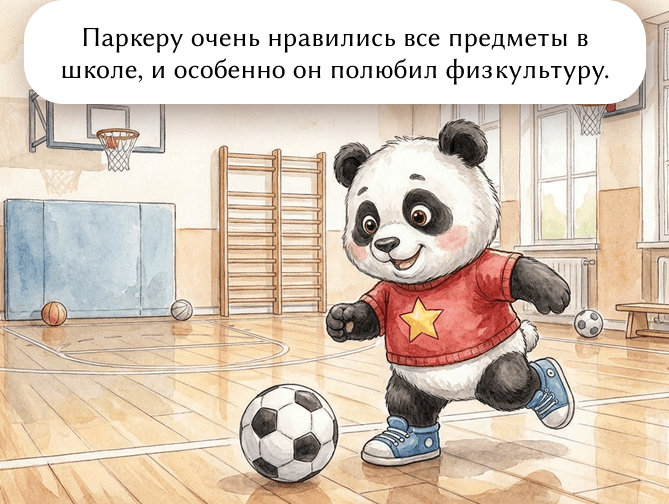 Паркеру очень нравились все предметы в школе, и особенно он полюбил физкультуру.